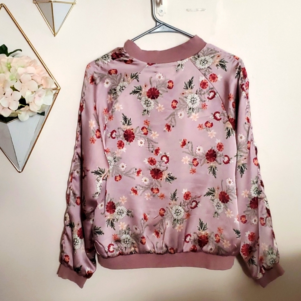 Truly 4 You Dusty Pink Floral Dress Jacket Womens Size Medium - Picture 6 of 11